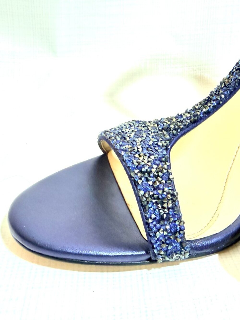Imagine By Vince Camuto "Phoebe" Embellished T-Strap Sandal In Capri Blue - Picture 10 of 11